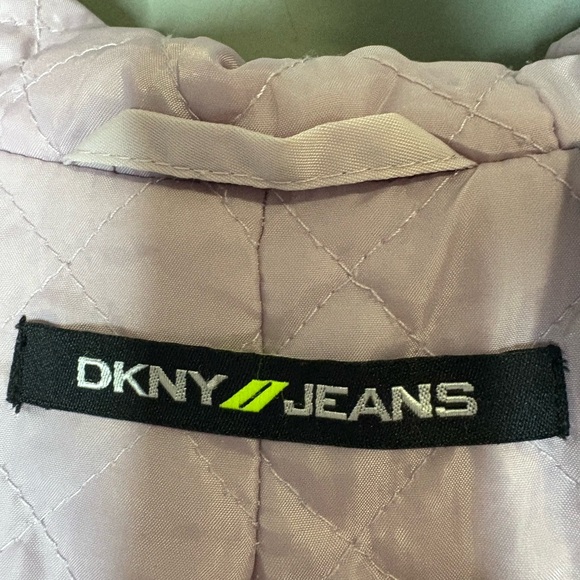 DKNY Jeans Faux Fur Hooded Parka Coat Lilac Blush Women’s Large Winter Jacket - Picture 2 of 10